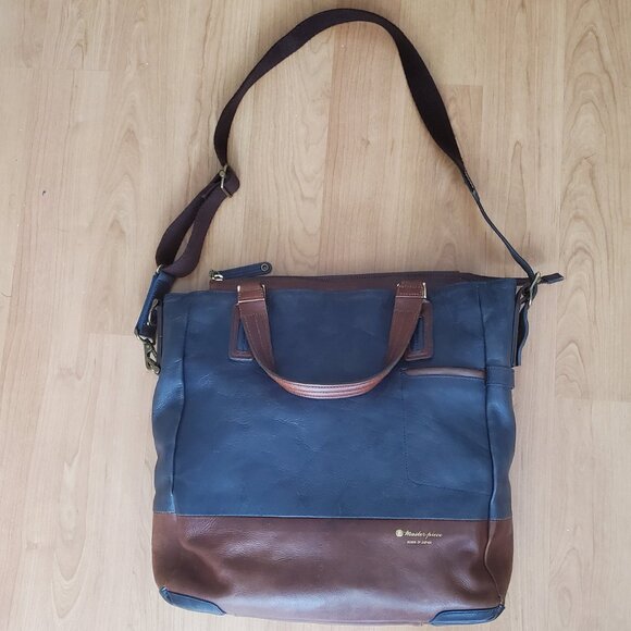 Master-piece GLOSS v2 Leather Tote Bag – Navy × Brown – Made in Japan – 2way - Picture 7 of 13